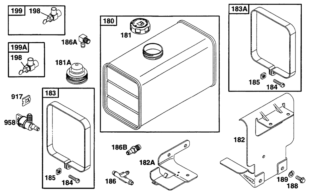 Fuel Tank Grp Diagram and Parts List for 252707-0135-XX  Briggs and Stratton Engine